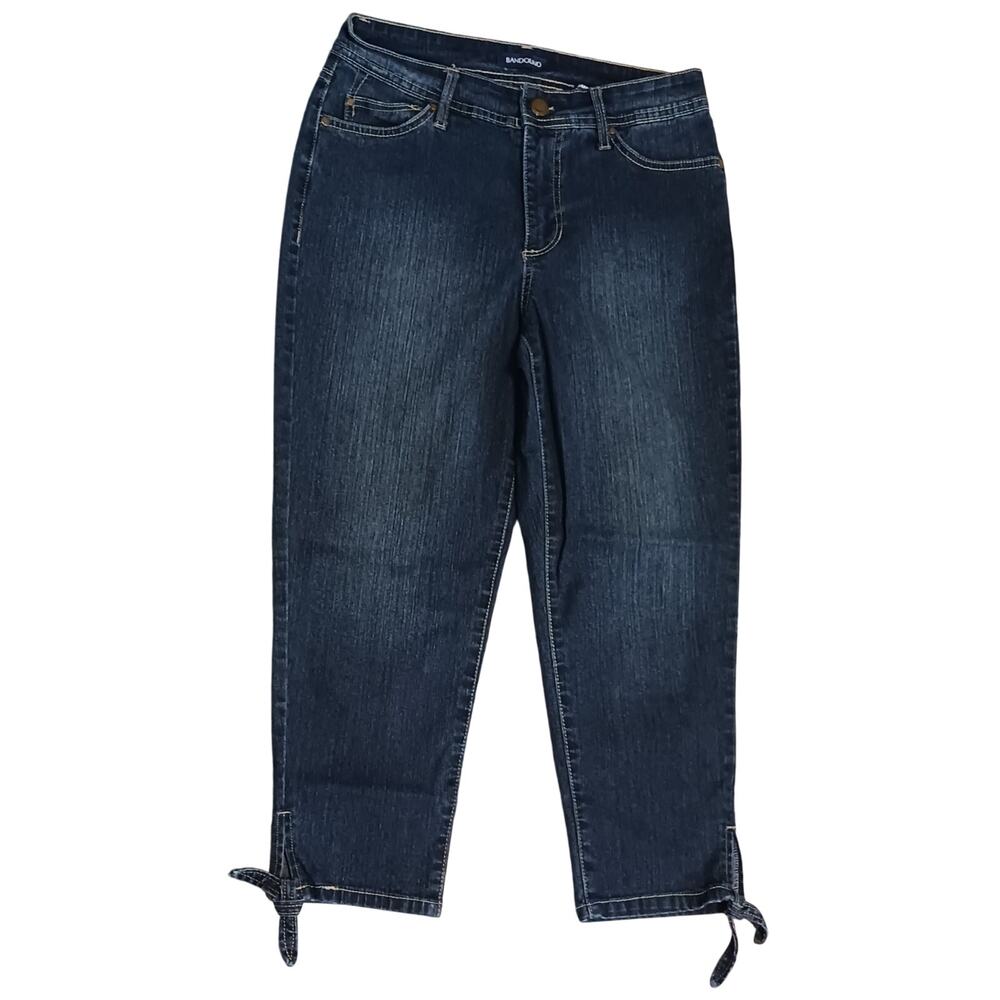 Bandolino Womens Size 6 Dark Blue Denim Mid-Rise Amy Capri  28Wx22L EUC